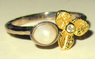 Engagement Ring with Natural Canadian Pearl