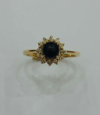 Natural Dark Brown Basra Pearl Ring with Diamonds