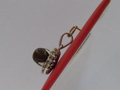 Natural Dark Brown Pearl with Diamonds