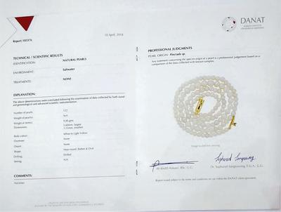 Natural Graduated Basra Pearl Necklace Certificate