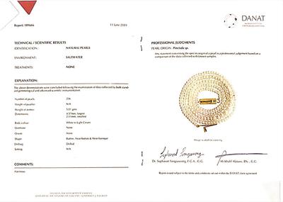 Natural Graduated Basra Pearl String Certificate