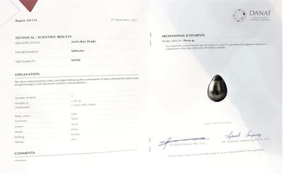 Natural Grey Pearl Pendant with Diamonds Certificate