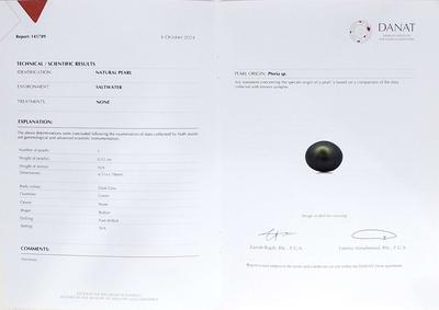 Natural Grey Pearls & Diamonds Pendant Set Cert