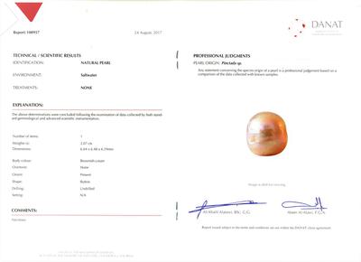 Certificate Natural Loose 2 carat Arabian/Persian Gulf Pearl