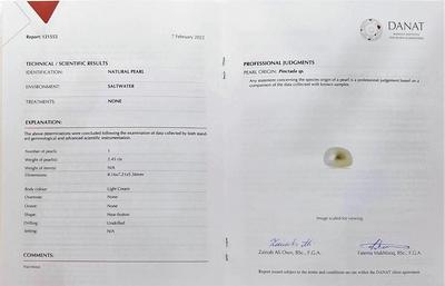 Natural Loose Basra Pearl 8mm 2+ carats Near Button Shape DANAT cert