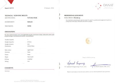 Natural Near Round Pearl Pendant with Diamonds in 18k Gold