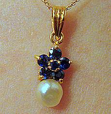 Natural Pearl with Sapphires