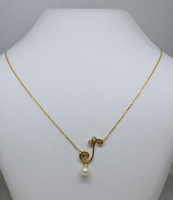 Natural Pearl Basra & Diamond Necklace on 18K Gold