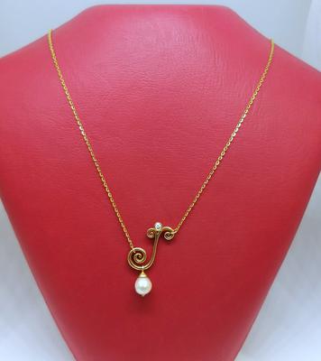 Natural Pearl Basra & Diamond Necklace on 18K Gold