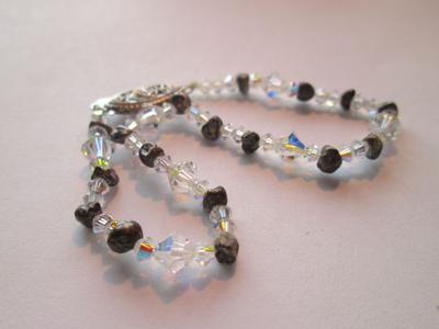 Natural Pearl Bracelet Black Pearls with Swarovski Crystal Beads