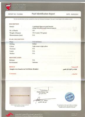 Natural Pearl Bracelet with Diamond Dividers - certificate