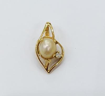 Natural Pearl & Diamond Slide On Pendant
