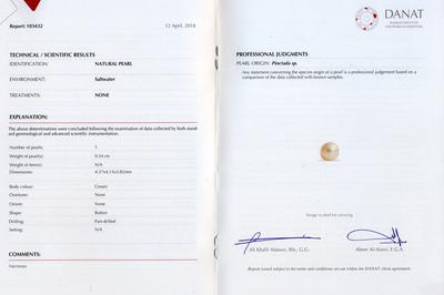 Certificate: Natural Pearl Earrings with Diamonds set in White Gold