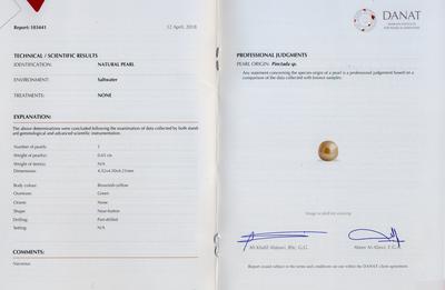 Certificate:Natural Pearl Earrings with Diamonds set in White Gold