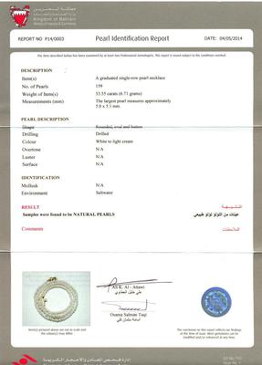 Natural Pearl Necklace at 33.55 Carat - Certificate