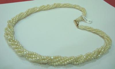 5 Strand Natural Pearl Necklace