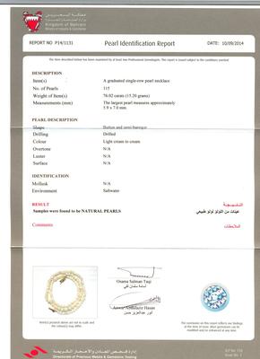 Natural Saltwater Necklace - certificate