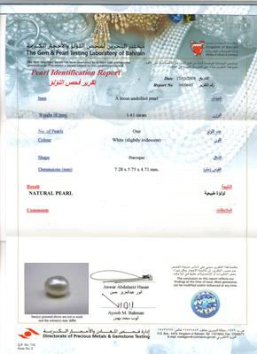 Natural Pearl Necklace With Diamonds  - Certificate