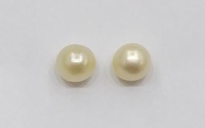Natural Pearl Pair Button Shape Light Cream 1.69 carat Total