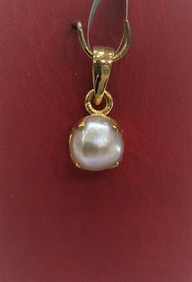 Natural Pearl Pendant 6mm on 18k Gold