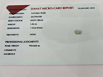 Natural Pearl Pendant 7mm 1+ carat on 18k Gold