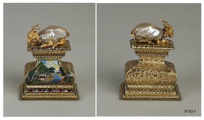 Natural Pearl Resting Goat Antique Pearl Sculpture