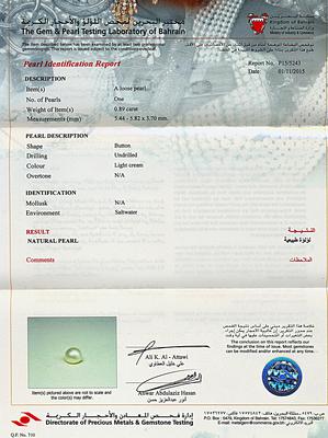 Natural Pearl Ring With Diamonds Certificate