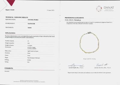 Cert - Natural Pearls Bracelet 15 carats 18k White Gold