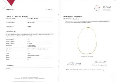 cert - Natural Pearls Necklace Strand 43 carats 18k Gold