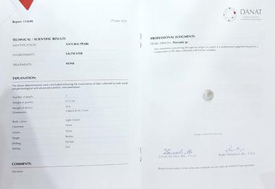 Certificate Natural Pearls Simple Four Prong Earrings