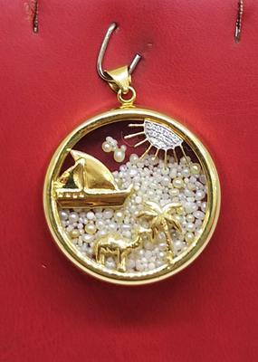 Natural Pearls with Diamonds Pendant