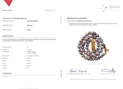 Certificate Natural Persian Gulf Basra Mixed Color Pearls Bracelet