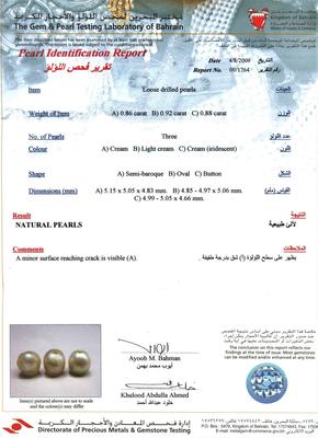 Certificate Natural Persian Gulf Basra Pearls 5mm Bracelet 18k Gold