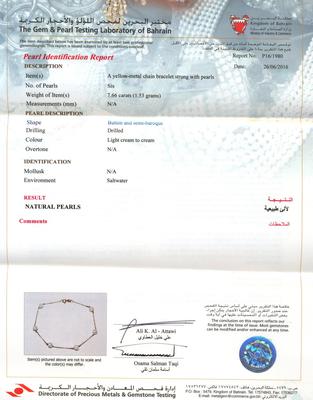 Certificate - Natural Persian Gulf Pearls Necklace and Bracelet Set