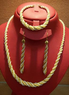 Natural Persian Gulf Seed Pearl Set - Necklace - Bracelet - Earrings