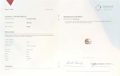 Natural Pinkish-Grey Pearl with Diamonds