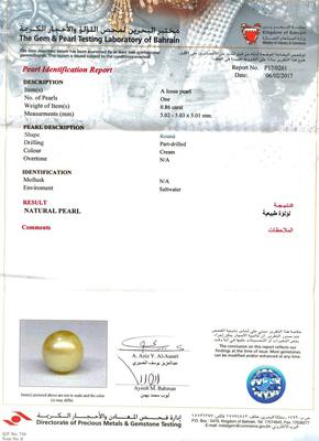 Natural Round Basra Pearl Pendant with Diamonds