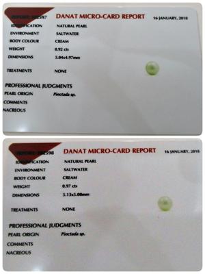 Natural Round Basra Pearls Pair of Earrings on 18k Gold