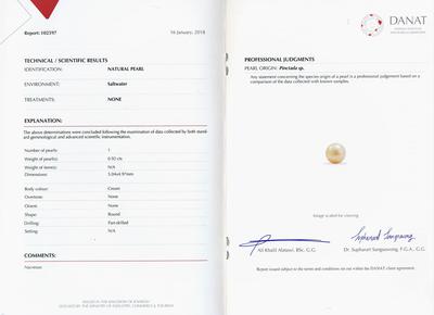 Natural Round Basra Pearls Pair of Earrings on 18k Gold