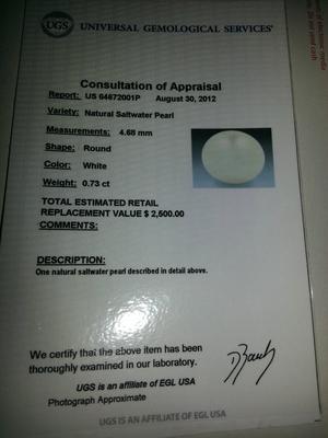 Certificate from EGL USA