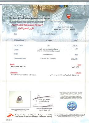 Natural Saltwater Pearl Ring With Diamonds - Certificate