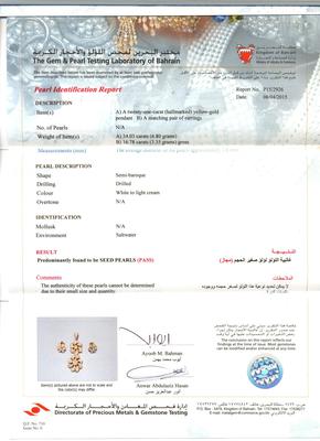 Natural Seed Pearl Jewelry Set - Certificate