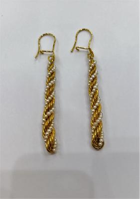 Natural Seed Pearls Earrings on 21k Gold