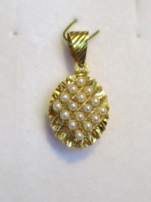 Natural Seed Pearls Pendant from Arabian/Persian Gulf on 21k Gold