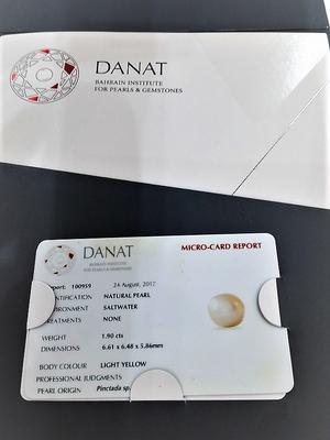 Natural Unmounted Pearl 6mm 1+ carat Light Yellow