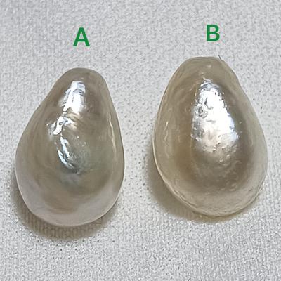 Pair Basra Natural Pearls Drop Shape 17.96 Carat Total 15mm
