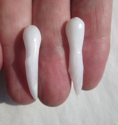 Pair Elongated Clam Pearl Drops with Flame for Sale