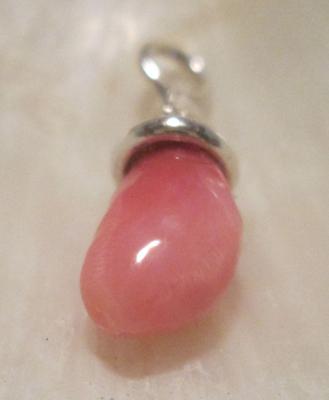 Pink Baroque Conch Pearl on Sterling Silver Pendant