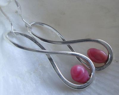 Pink Conch Pearl Earrings on Sterling Silver