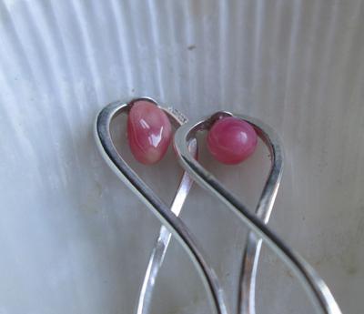 Pink Conch Pearl Earrings on Sterling Silver